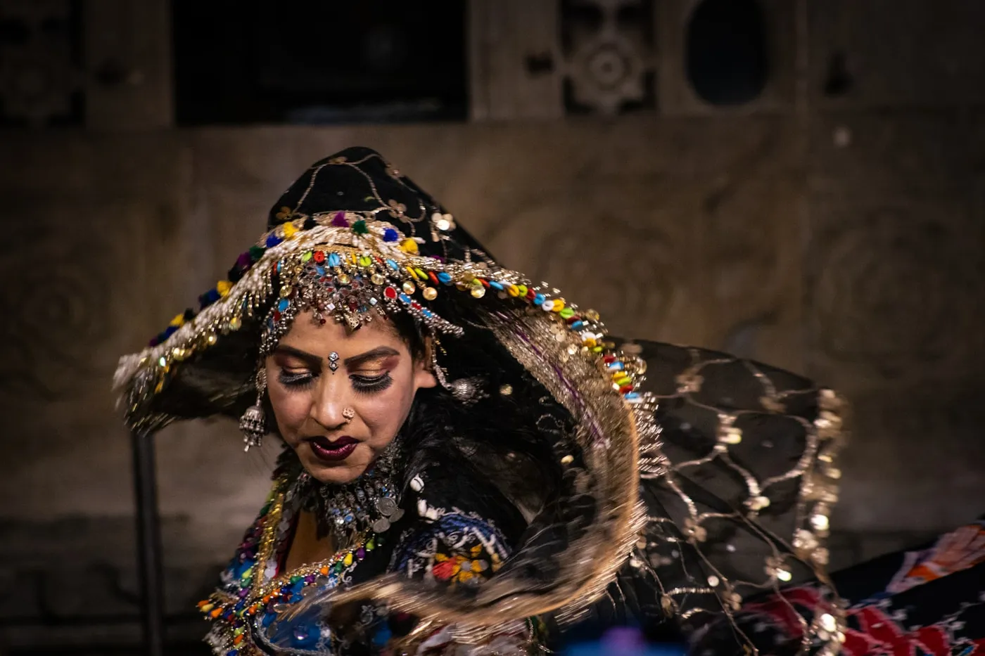Rajasthani folk dancer performing in traditional dress